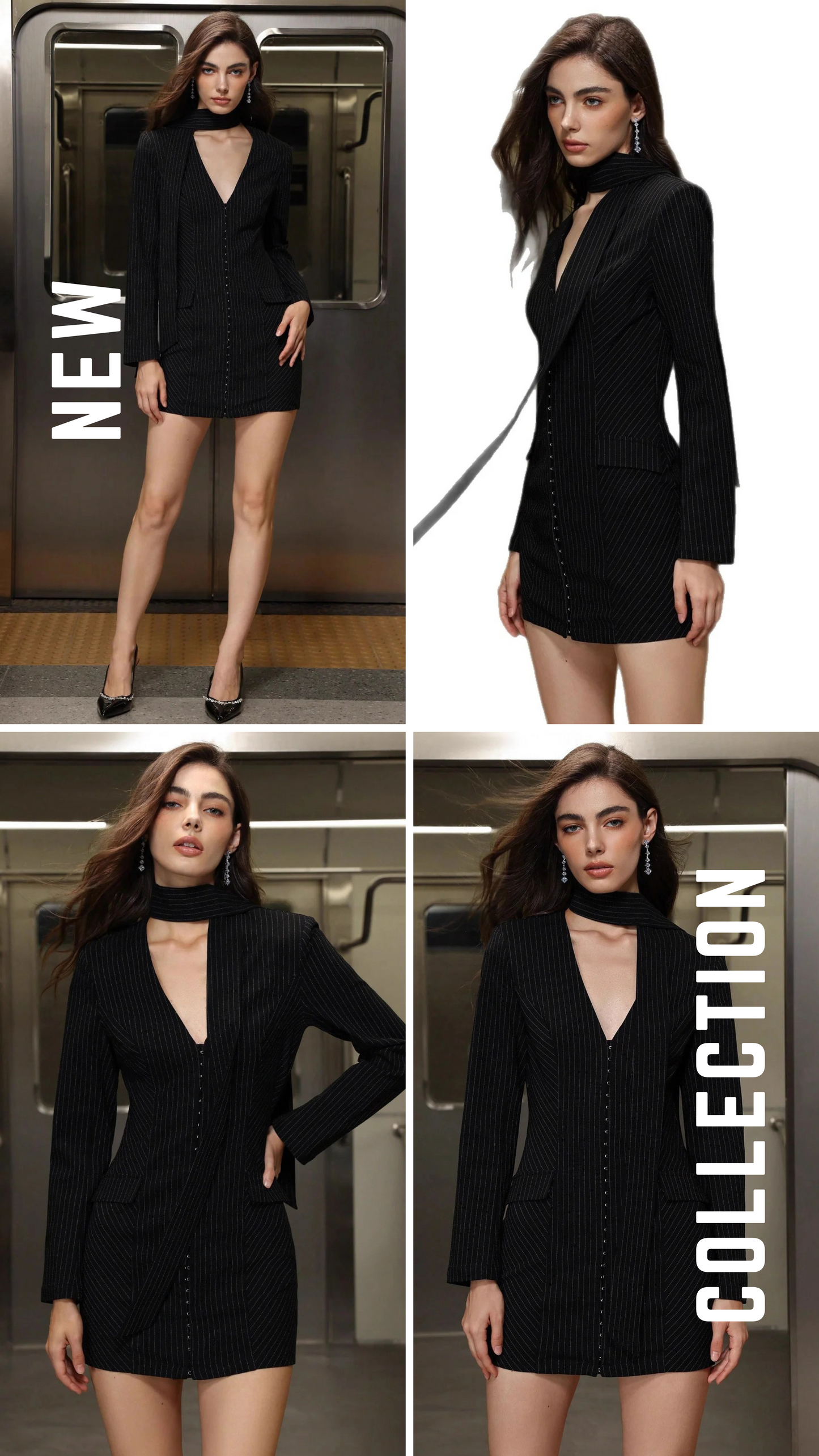 V-neck Long Sleeve Shirt High Waist Sheath Dress