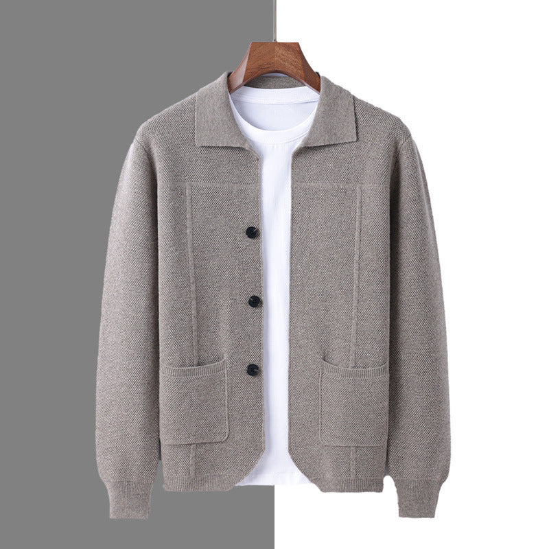 Sweater Men's Lapel Cardigan Pocket