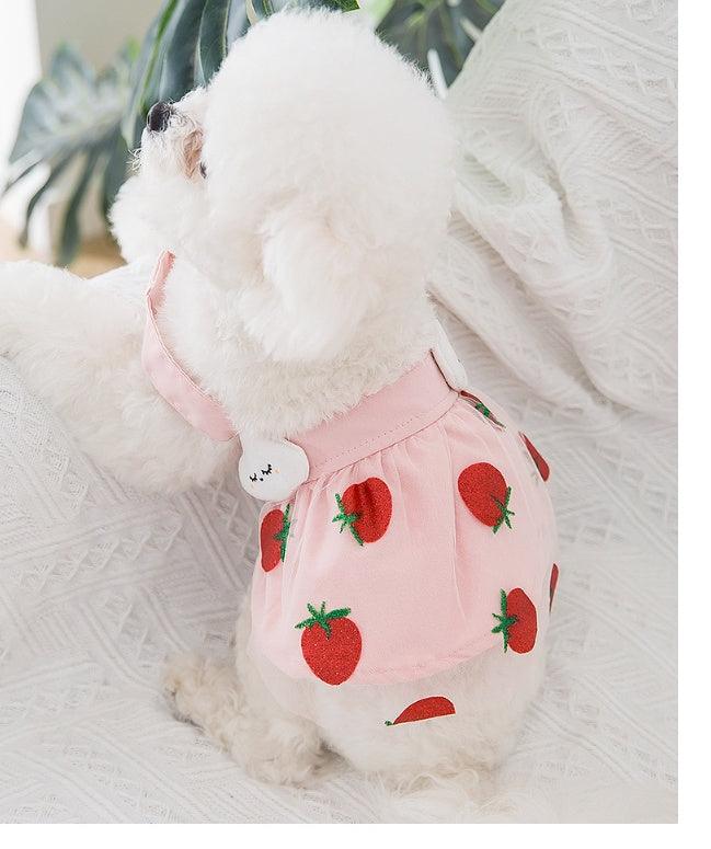 Strawberry Princess Dress For Dog Thin Sweet