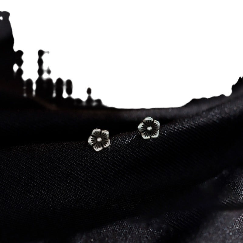 Sterling Silver Rose Ear Studs Sleep Free Special-interest Design Advanced