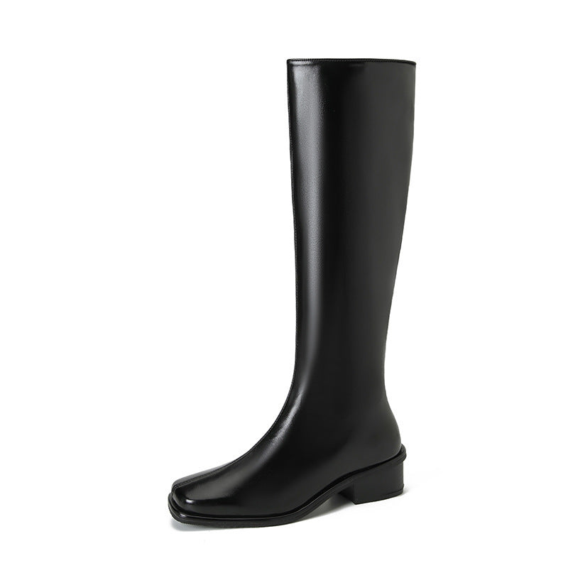 Square Toe Over-the-knee Stretch Chunky Heel Not Over The Knee Boots