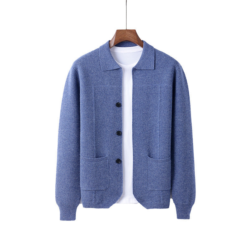 Sweater Men's Lapel Cardigan Pocket