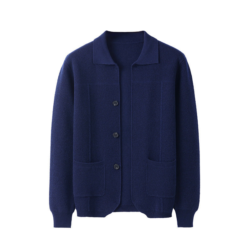Sweater Men's Lapel Cardigan Pocket