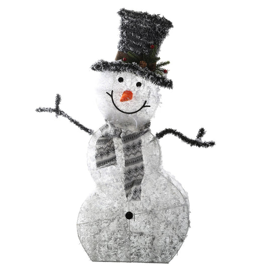 1Pc LED Christmas Snowman Decoration Light Collapsible Battery Operated Lighted Snowman Indoor Outdoor Garden Light With Removable Hands Scarf