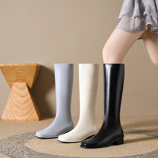 Square Toe Over-the-knee Stretch Chunky Heel Not Over The Knee Boots
