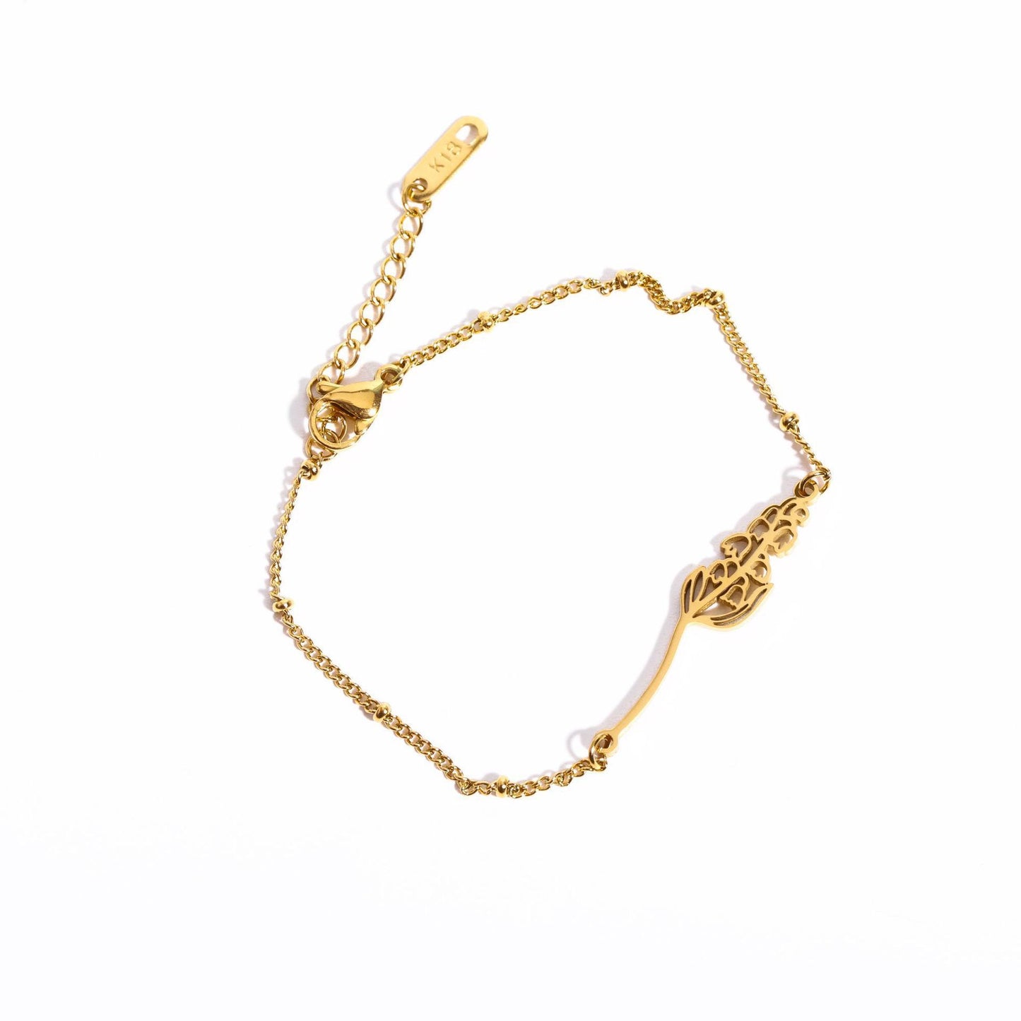 Titanium Steel Artistic Flower Pendant Birth Flower