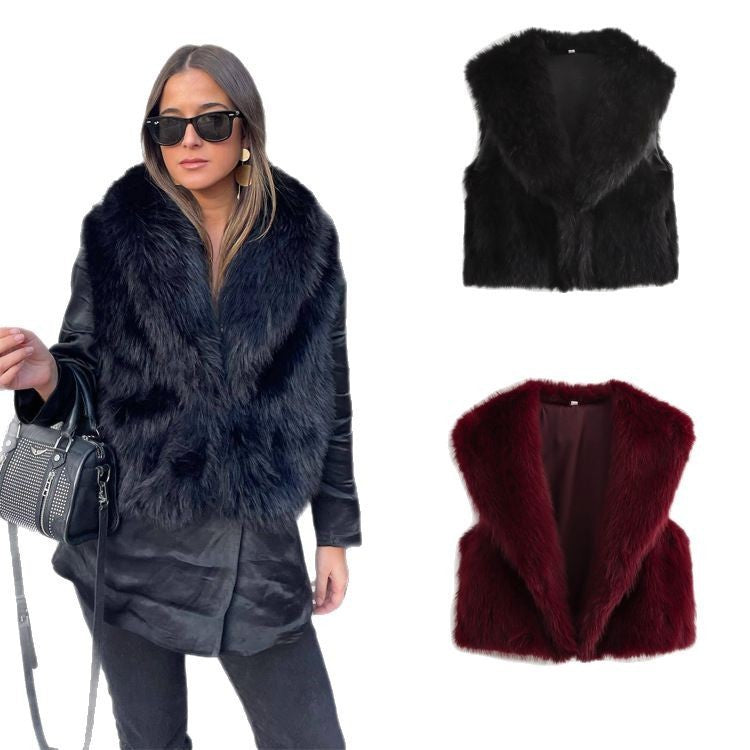 Artificial Fur Cardigan Sleeveless Vest Women's Outer Wear